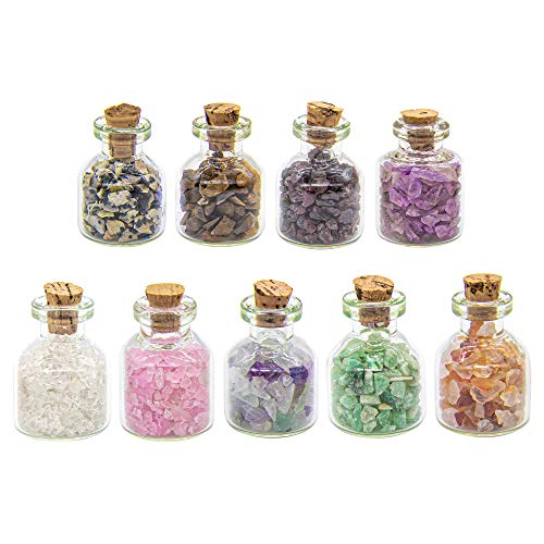 Gemstones Bottles Mini Chip Healing Crystal Stones Set of 9