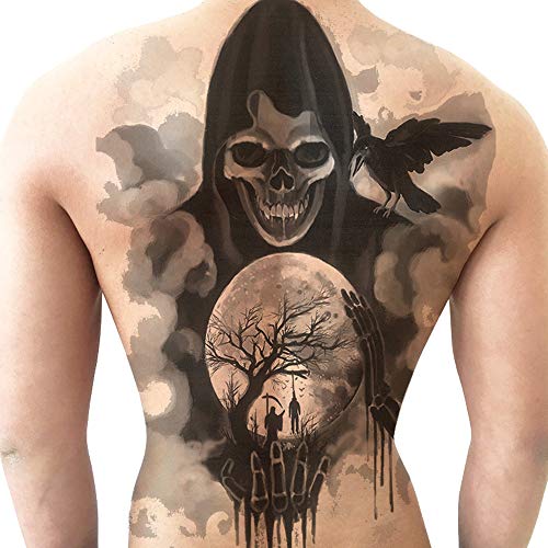 Grim Reaper Full Back Tattoo - Temporary Waterproof and Durable