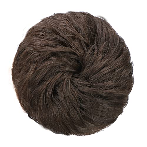 100% Human Hair Bun, Messy Bun Hair Piece Human Hair Messy Curly Hair Bun Hair Pieces for Women Hair Buns Hair Piece Dark Brown