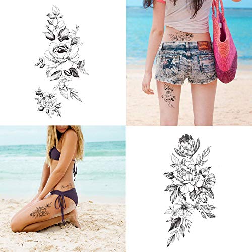 Set of 30 Flower Temporary Tattoo Sticker Beautiful Floral Fake Tattoo