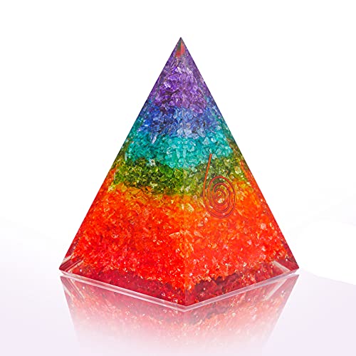 SUBSH Seven Colors Onyx Orgone Pyramid Positive Energies Crystals Reiki Chakra Energy Healing Home Office Decoration Handmade Cleansing Ornament Feng Shui