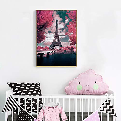 Eiffel Tower Paris at Dusk, 5D Full Drill Diamond Art, Round Diamond Painting Kit