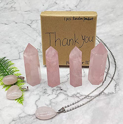 Healing Crystal Wands | 2" Rose Quartz Crystal Points 6 Faceted Reiki Chakra Meditation Therapy 4 PCS