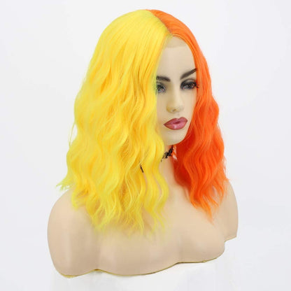 Middle Part Synthetic Shoulder Length 14 Inch Colorful Heat Resistant Fiber Wig