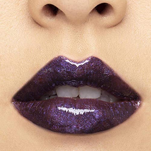 TATTOO JUNKEE Side Hustle Glitter Lava, Deep Purple Non-Sticky Lip Gloss with Ultra-Fine Shimmer Effects, Layer Over Lipstick or Wear Alone, 0.33 Fl Oz
