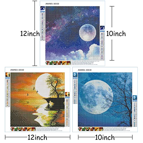 9 Pack DIY 5D Diamond Painting Kits for Adults Moon Full Drill Diamond Art Painting for Home Wall Decor(Canvas 12X12In)