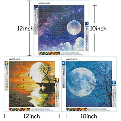9 Pack DIY 5D Diamond Painting Kits for Adults Moon Full Drill Diamond Art Painting for Home Wall Decor(Canvas 12X12In)
