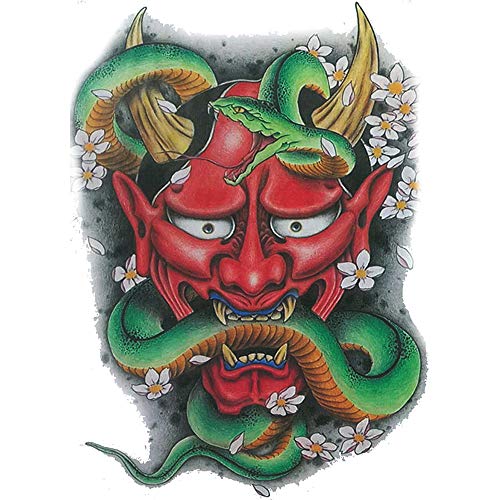 Colorful Red Devil Full Back Tattoo - Temporary Waterproof and Durable