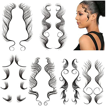 Temporary Baby Hair Tattoo Stickers, - 6 Types of optional - Waterproof Tattoos, Edge Tattoo Hair Stickers for DIY Hairstyling