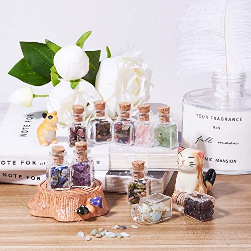 PandaHall 30 Pcs Mini Gemstone Wishing Bottles Tumbled Chip Crystal Healing Gem Reiki Wicca Stones Set for Jewelry Making Home Decoration