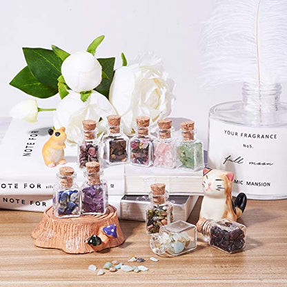 PandaHall 30 Pcs Mini Gemstone Wishing Bottles Tumbled Chip Crystal Healing Gem Reiki Wicca Stones Set for Jewelry Making Home Decoration