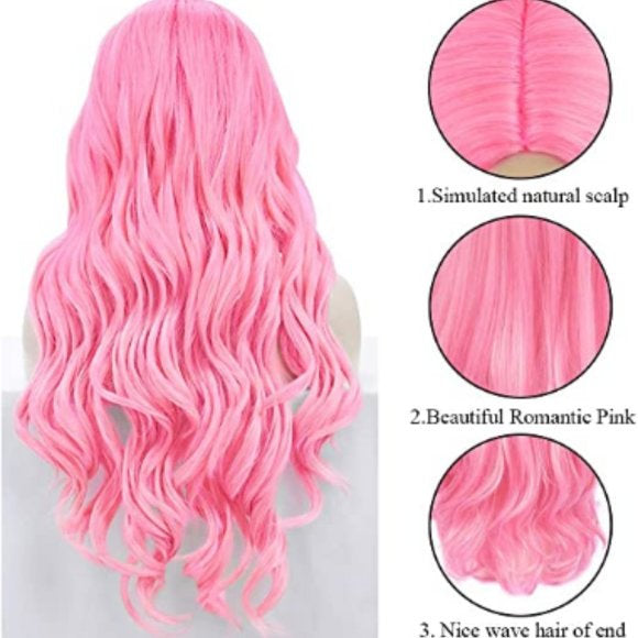 Cotton Candy Pink | Synthetic Daily Wear 24" Wig |Top Trendy Hairstyle | Best Quality Heat Resistant Fiber | Real Human Hair Look and Feel