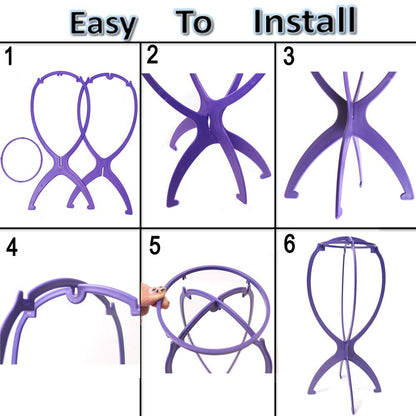 Wig Stands | Set of 3 Portable Wig Stand | Collapsible Wig Holder | Durable Wig Display | 13.8 Inch Blue Travel Wig Stand for All Wig Types