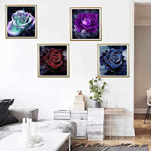 Beautiful Roses 5D DIY Diamond Painting by Numbers Diamond Art Kits Set of 4