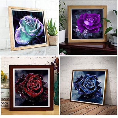 Beautiful Roses 5D DIY Diamond Painting by Numbers Diamond Art Kits Set of 4