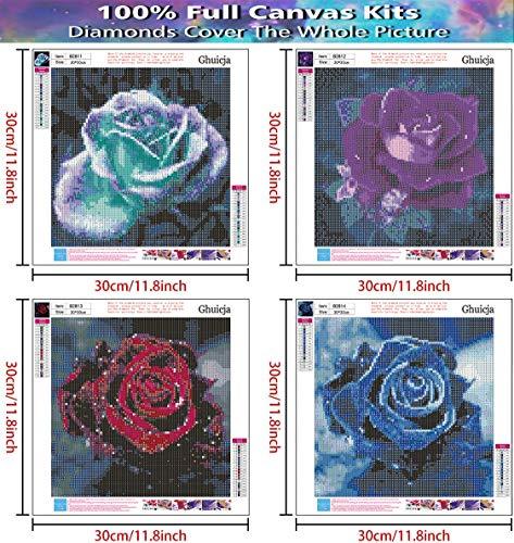 Beautiful Roses 5D DIY Diamond Painting by Numbers Diamond Art Kits Set of 4