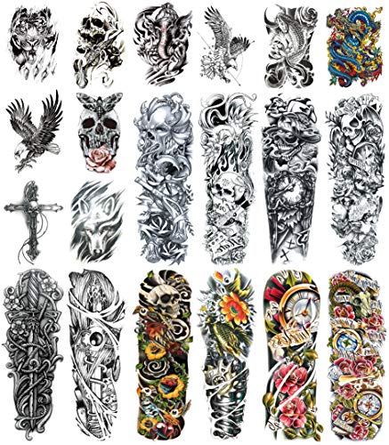 Full Arm Fake Temporary Tattoos and Half Arm Tattoo Sticker (20 sheets)