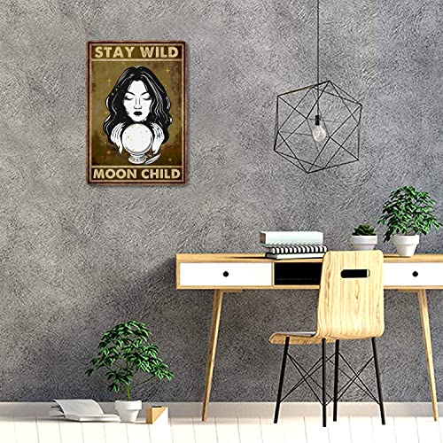 Stay Wild Moon Child Vintage Retro Metal Tin Sign Pub Bar Club Decoration 8 x 12 inch