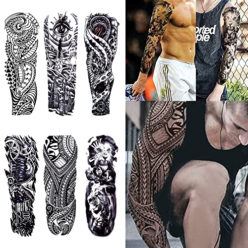 Full Arm Temporary Tattoo  Sexy Extra Large Long Lasting Waterproof 3d Fake Tattoo Sleeve  for Arms Legs Shoulders 12 Sheets