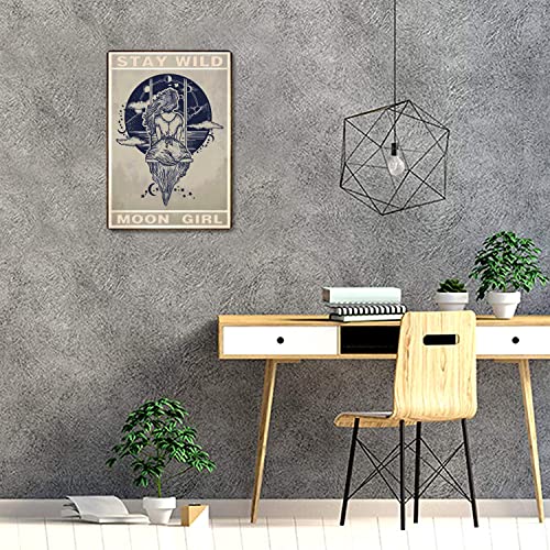 Stay Wild Moon Child Vintage Metal Tin Sign Wall Decor for Bar Pub Club8 x 12 inch