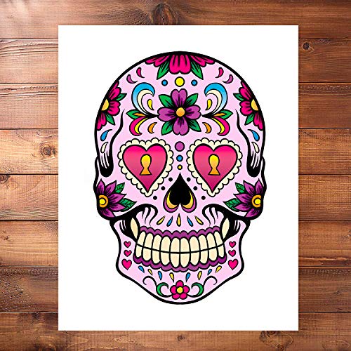 Sugar Skull Decor Art Prints | Set of 4 Photos 8x10 Unframed | Mexican Day of The Dead Gift