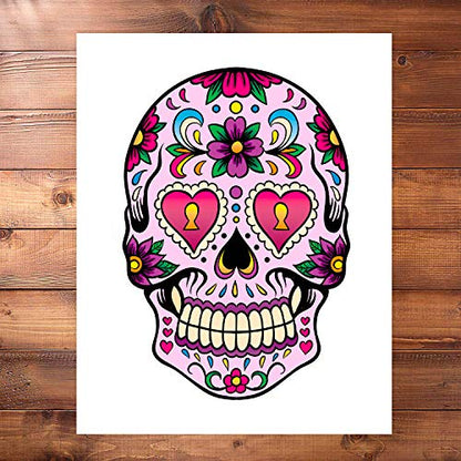 Sugar Skull Decor Art Prints | Set of 4 Photos 8x10 Unframed | Mexican Day of The Dead Gift