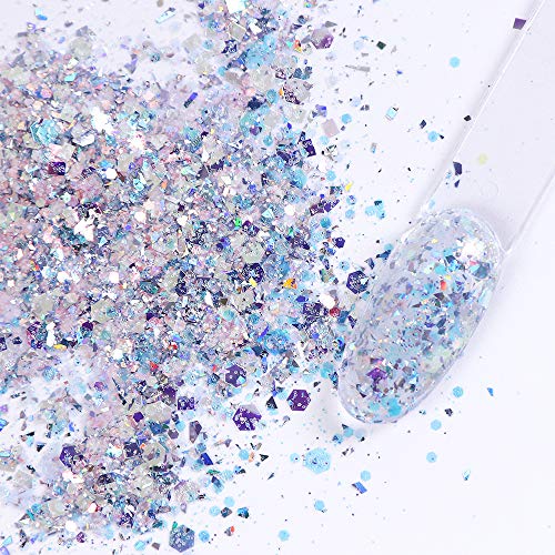 8 Box Set Holographic Nail Glitter Mermaid Powder Flakes Shiny Charms Hexagon Nail Art Pigment Dust Decoration Manicure
