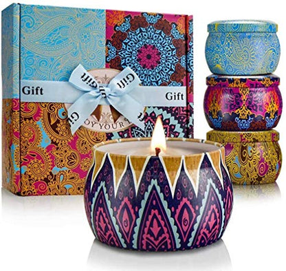 Scented Candles Set for Women Portable Candles Travel Tin Fragrance Gift for Birthday Christmas Day Weddings Soy Candle Long Lasting Aromatherapy Candles for Home Fragrances Decor