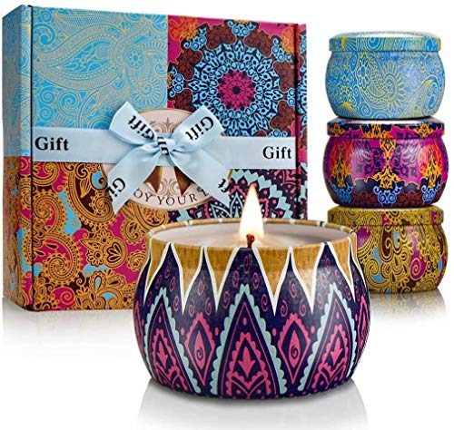 Scented Candles Set for Women Portable Candles Travel Tin Fragrance Gift for Birthday Christmas Day Weddings Soy Candle Long Lasting Aromatherapy Candles for Home Fragrances Decor