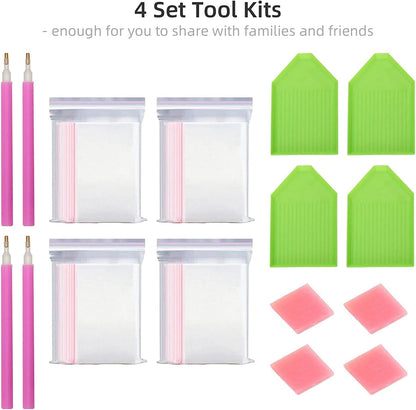 4 Pack Diamond Art Painting 5D Diamond Art Kits for Adults Full Drill Diamond DIY Painting by Numbers for Beginner for Home Decoration and Room Wall Decor（12 x 12 inch