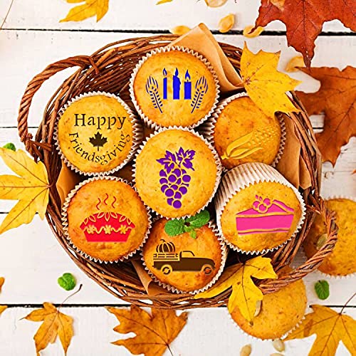 Cookie Stencils, 20 Pack Happy Fall Give Thanks Autumn Template Stencils for Baking Cake Coffee DIY Painting Craft Party Favors Supplies