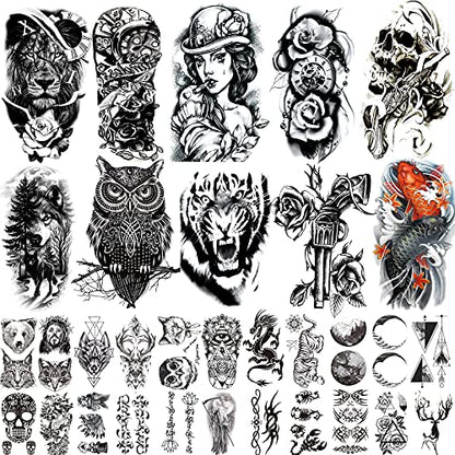 62 Sheets PREMIUM QUALITY Black Temporary Tattoos 