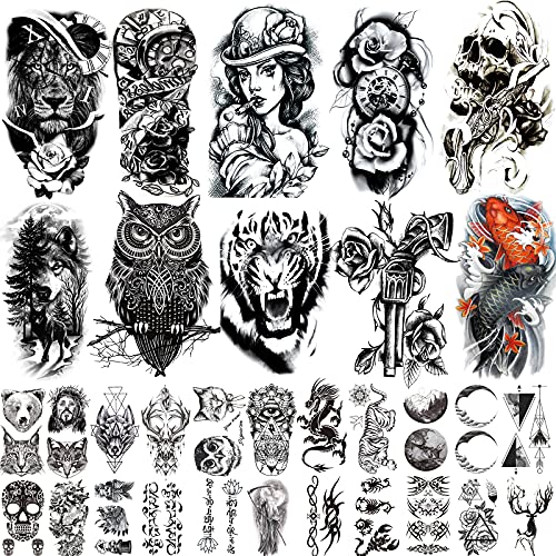 62 Sheets PREMIUM QUALITY Black Temporary Tattoos 