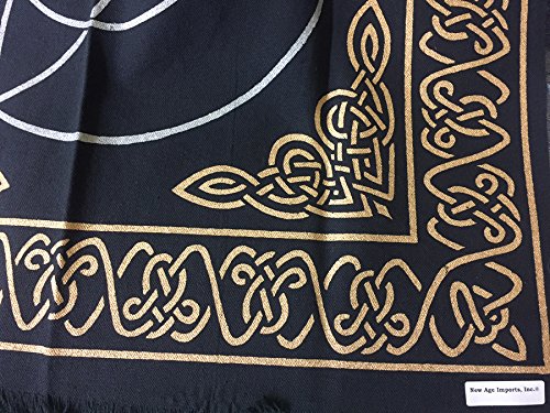 Altar Tarot Cloth: Triquetra 24 x 24" Gold Silver Triquetra Charm Design Black