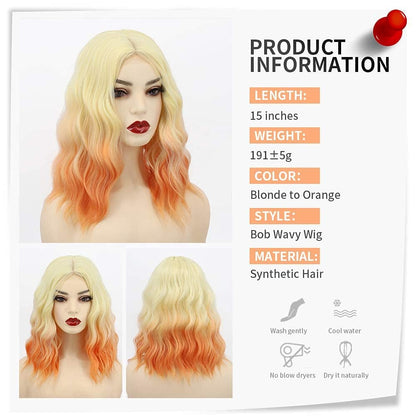 Middle Part Synthetic Shoulder Length 14 Inch Colorful Heat Resistant Fiber Wig