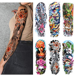Extra Large Sleeve Temporary Tattoos, Full Arm Tattoo Sleeves, Fake Sleeve Tattoo, 6 Sheet