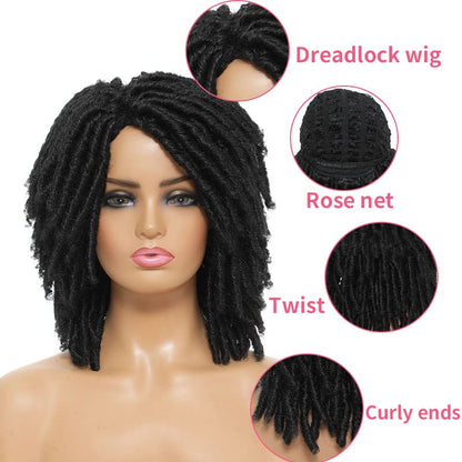Dreadlock Synthetic Braiding Short Wigs Crochet Twist Braids Wigs Afro Curly Synthetic Hair Braiding Wig African Hairstyle