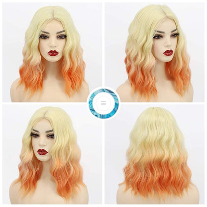 Middle Part Synthetic Shoulder Length 14 Inch Colorful Heat Resistant Fiber Wig