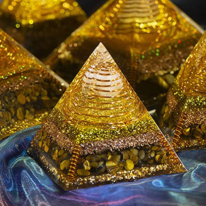Orgone Pyramid Handmade,Crystal Seven Chakra, Positive Energy Generator Blanacing, Spiritual Balance Crystals Stones,Healing Crystal for Meditation Calmness Yoga Reiki,for Home Office