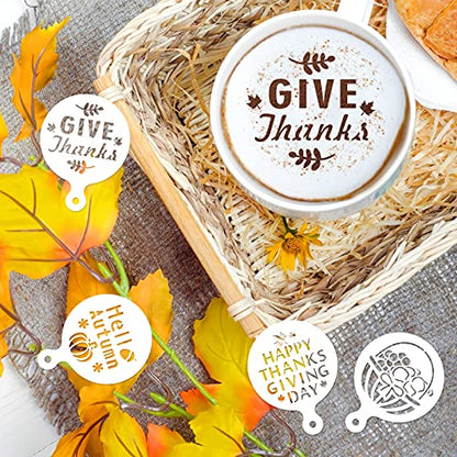 Cookie Stencils, 20 Pack Happy Fall Give Thanks Autumn Template Stencils for Baking Cake Coffee DIY Painting Craft Party Favors Supplies