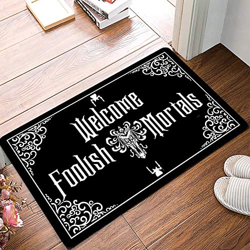 Funny Front Door Mat Haunted Mansion Welcome Mat Rubber Non Slip Backing Funny Doormat for Outdoor/Indoor Uses, Low-Profile Rug Mats for Entry 23.6"(W) X 15.7"(L)