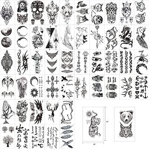 62 Sheets PREMIUM QUALITY Black Temporary Tattoos 