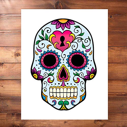 Sugar Skull Decor Art Prints | Set of 4 Photos 8x10 Unframed | Mexican Day of The Dead Gift