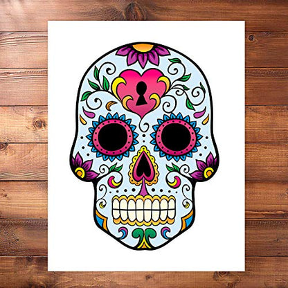 Sugar Skull Decor Art Prints | Set of 4 Photos 8x10 Unframed | Mexican Day of The Dead Gift