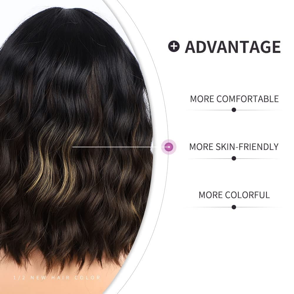 Middle Part Synthetic Shoulder Length 14 Inch Colorful Heat Resistant Fiber Wig