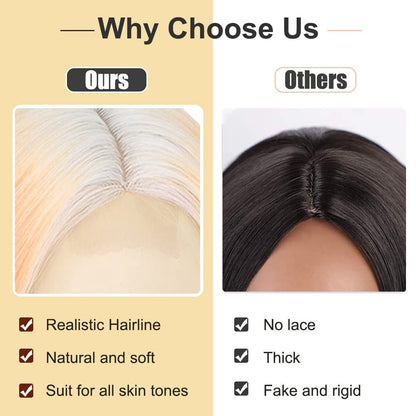 Middle Part Synthetic Shoulder Length 14 Inch Colorful Heat Resistant Fiber Wig