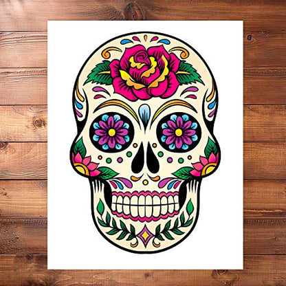Sugar Skull Decor Art Prints | Set of 4 Photos 8x10 Unframed | Mexican Day of The Dead Gift