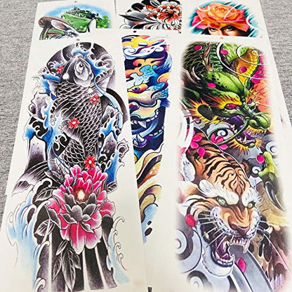 Extra Large Sleeve Temporary Tattoos, Full Arm Tattoo Sleeves, Fake Sleeve Tattoo, 6 Sheet