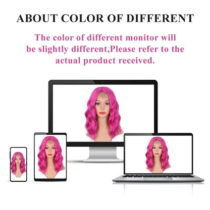 Middle Part Synthetic Shoulder Length 14 Inch Colorful Heat Resistant Fiber Wig