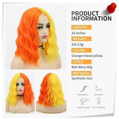 Middle Part Synthetic Shoulder Length 14 Inch Colorful Heat Resistant Fiber Wig